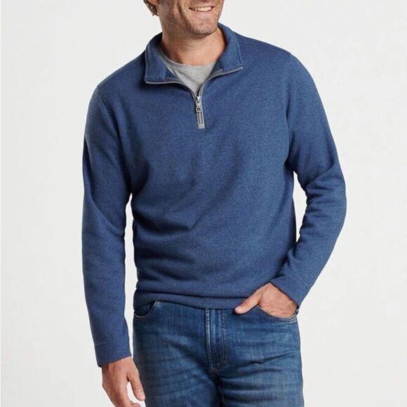 Peter Millar Quarter Zip Cotton Golf Pullover Navy Sz Mens M - Picture 1 of 5